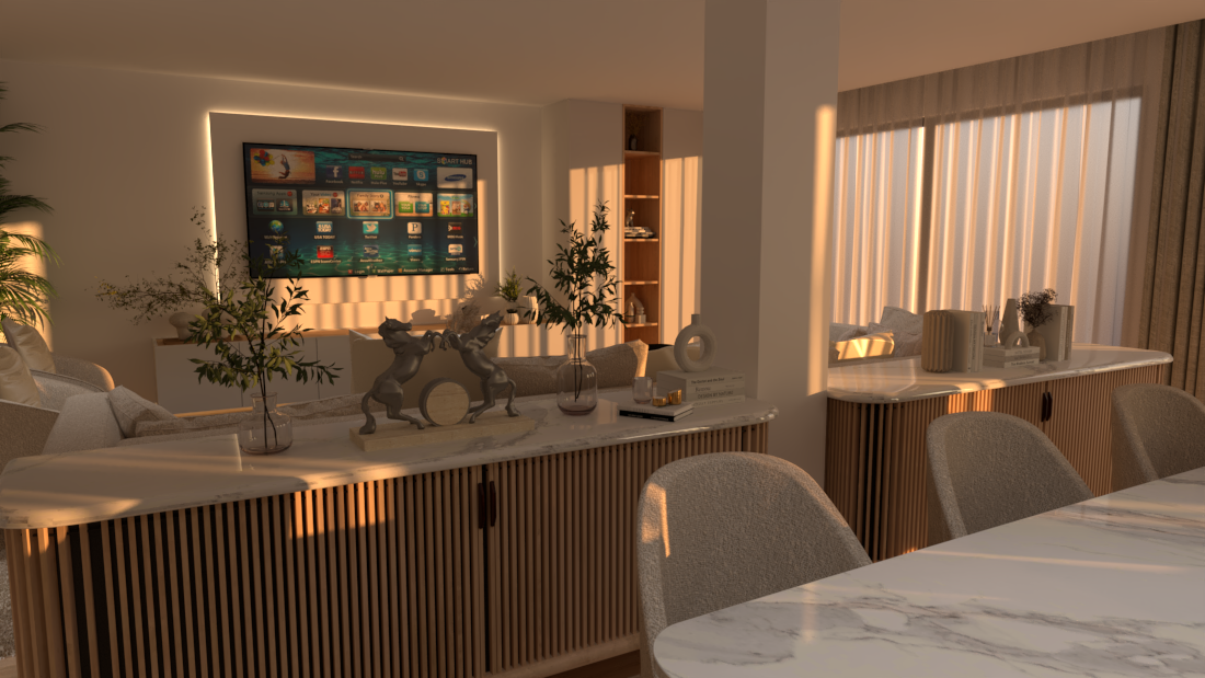 Espaços em Sintonia REFORMA E DECORAÇÃO DE INTERIOR REFORMA INTERIOR Projeto Mobarq que combina funcionalidade e elegância em ambientes integrados, com materiais de qualidade e iluminação cuidada. Os espaços foram pensados para oferecer conforto e fluidez, mantendo uma estética contemporânea. Cronologia: 2024 Tipo de obra: Reforma e Decoração de Interior